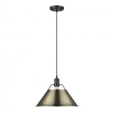  3306-L BLK-AB - Orwell BLK Large Pendant - 14" in Matte Black with Aged Brass shade